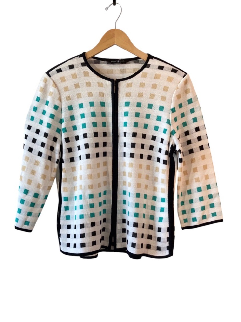 Ming Wang Geometric Zip Cardigan Jacket Women’s M NWT Hidden Pockets